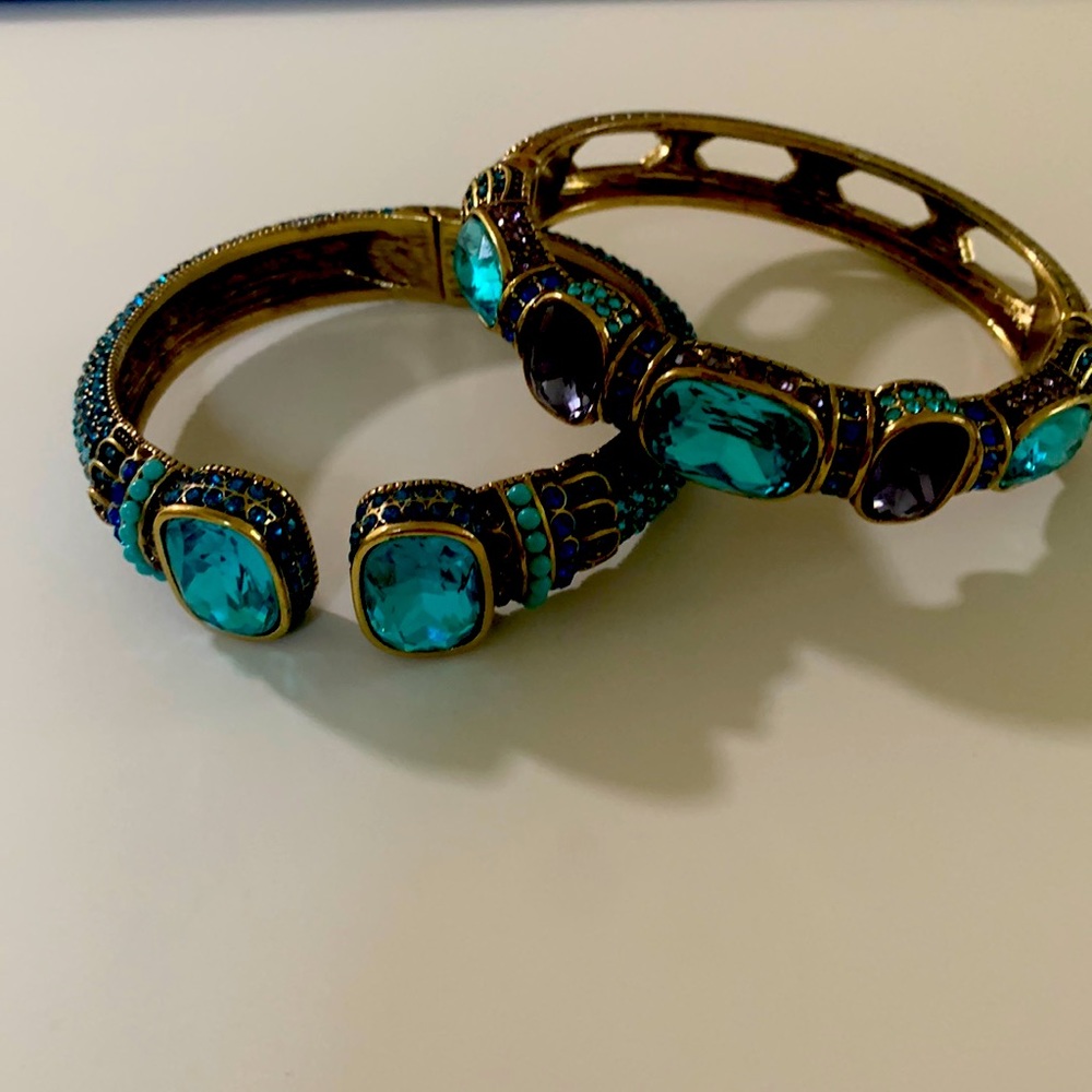 Heidi Daus triple play  2 Crystal Bracelets  pave and round crystals. Bronze